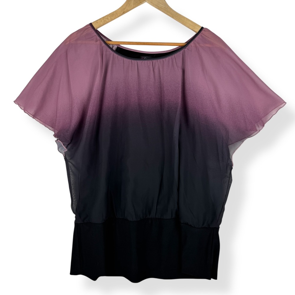 Y2K Cocomo Chiffon Ombre Flutter Sleeve Top Womens Size XL Party Fairy Mall Goth